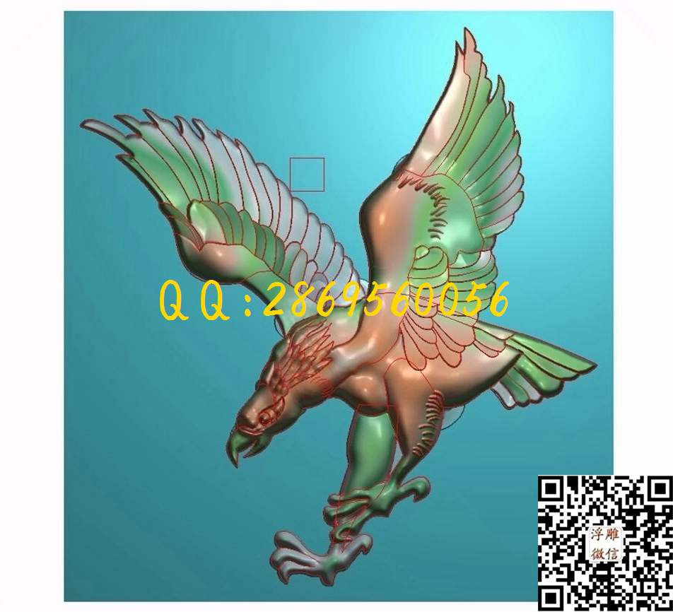 大鹏展翅老鹰 67-72-10_玉雕花件牌子图木雕牙雕挂件46牌精雕图浮雕图